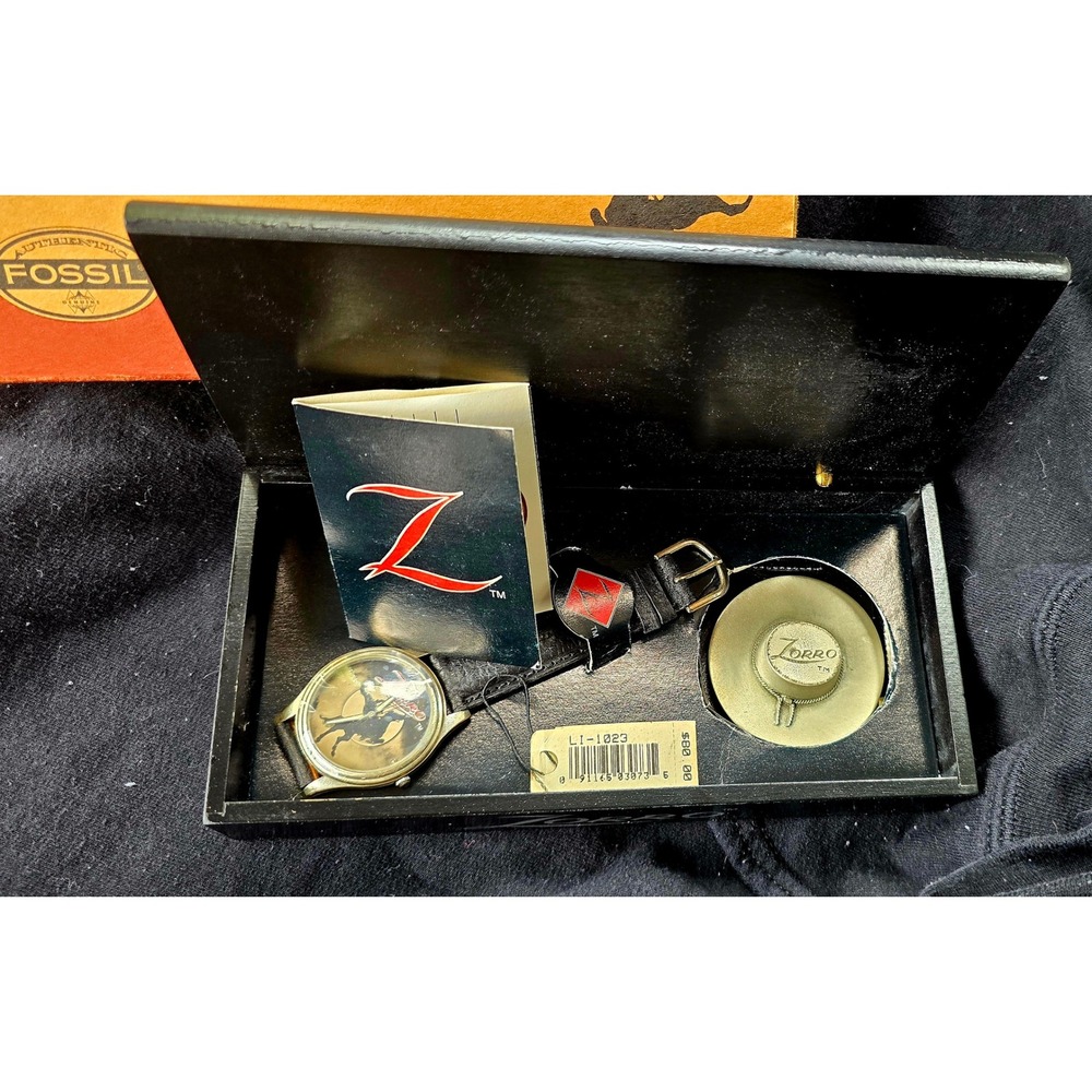 Vintage Fossil Zorro Limited Edition Watch LI-1023 New Open Box NOS Complete Set